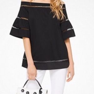 Michael Michael Kors Off Shoulder Eyelet Top Black